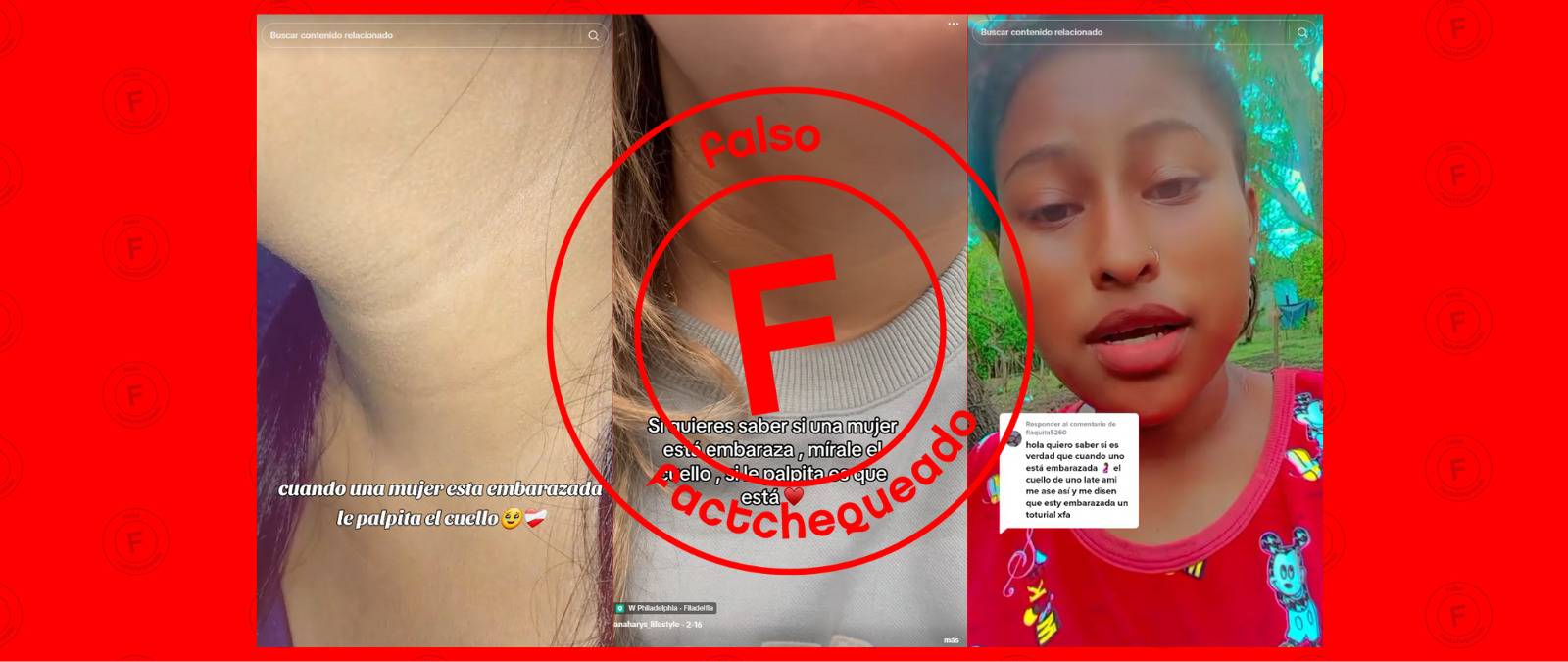 No, mirar si el cuello le palpita a una mujer no sirve para saber si está embarazada, al contrario de lo que indican videos virales en TikTok