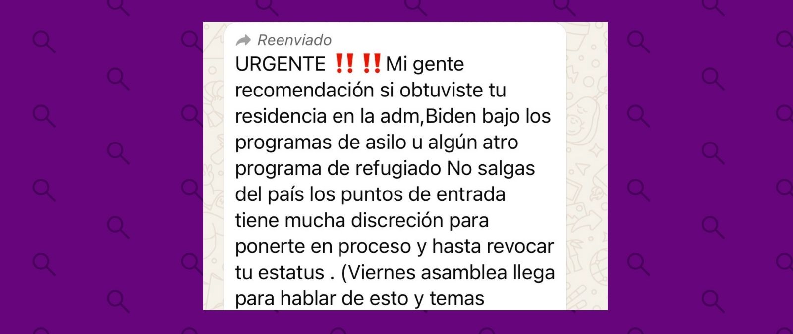 Qué sabemos de un mensaje que circula sobre el peligro de perder la residencia por salir del país si recibiste asilo o refugio en tiempos de Joe Biden