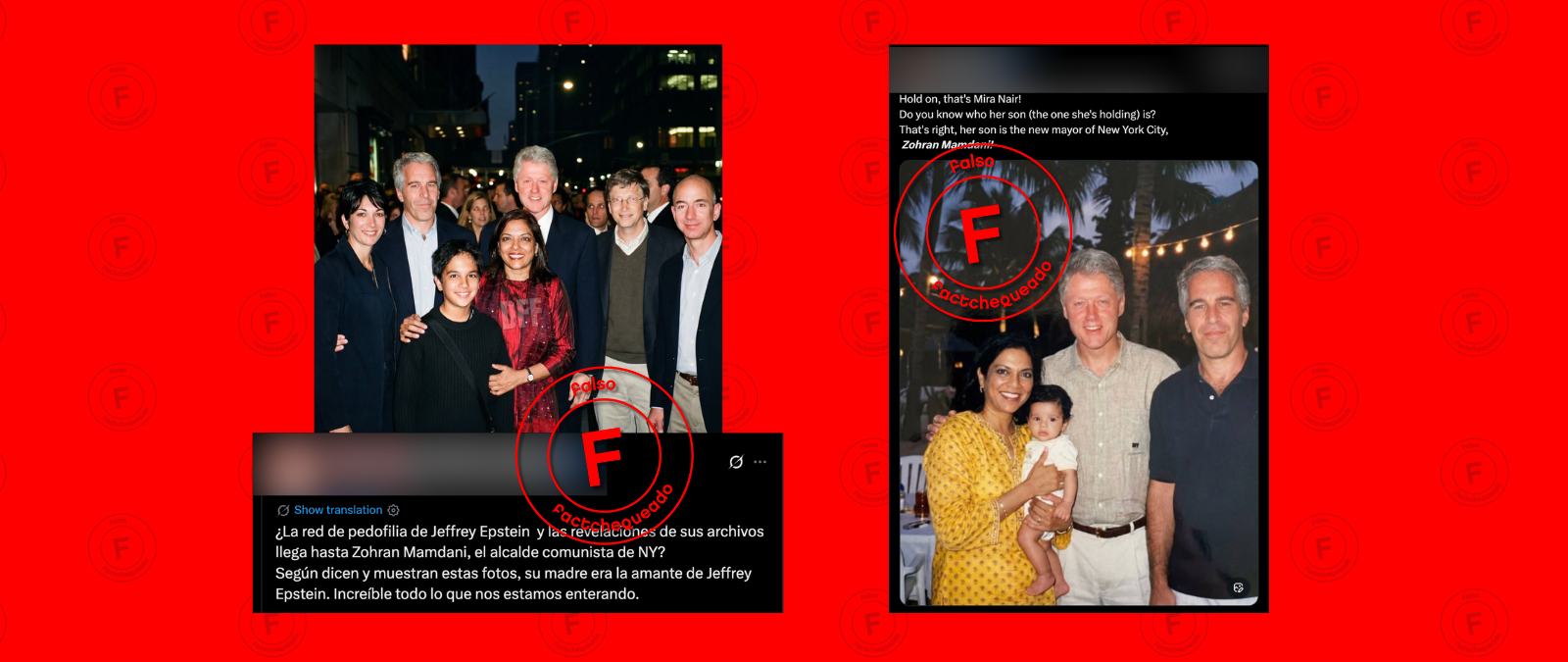 No, estas imágenes de Mamdani con su madre junto a Jeffrey Epstein y Bill Clinton no son parte de los archivos del caso Epstein: fueron creadas con IA