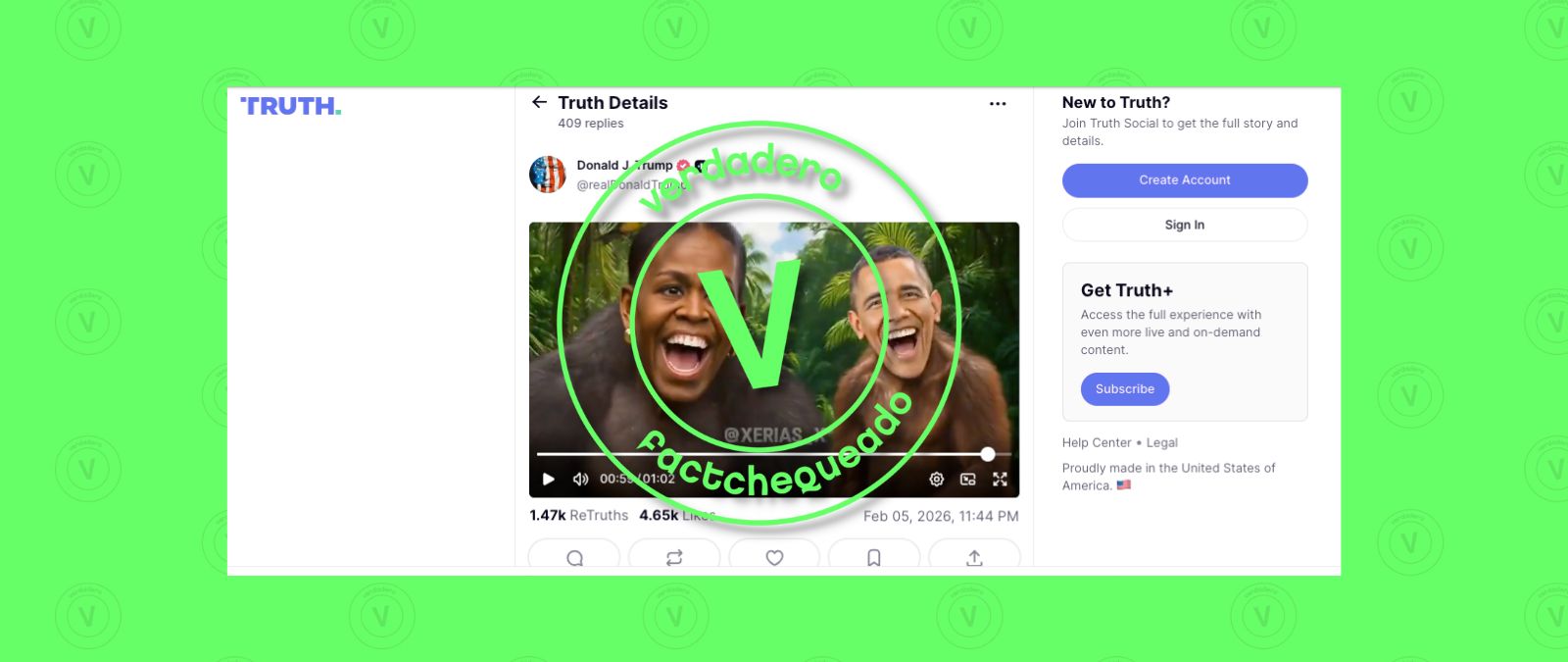 Sí, Trump divulgó un video generado con IA de Barack y Michelle Obama como simios