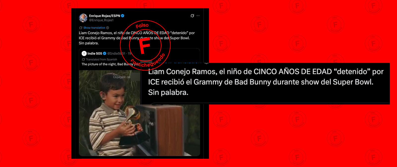 No, Liam Conejo no es el niño que apareció en el Halftime Show de Bad Bunny