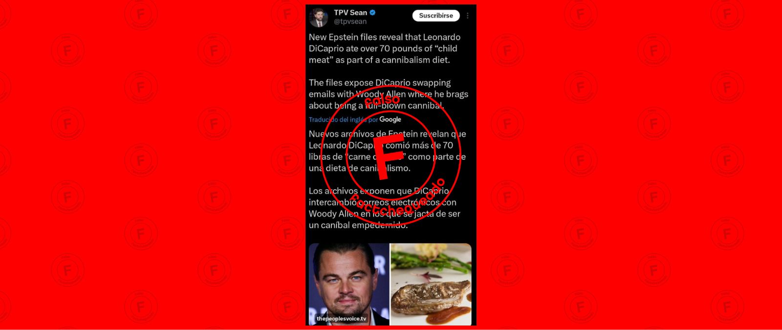 No, Leonardo DiCaprio no aparece mencionado en los archivos Epstein por comer “carne infantil”