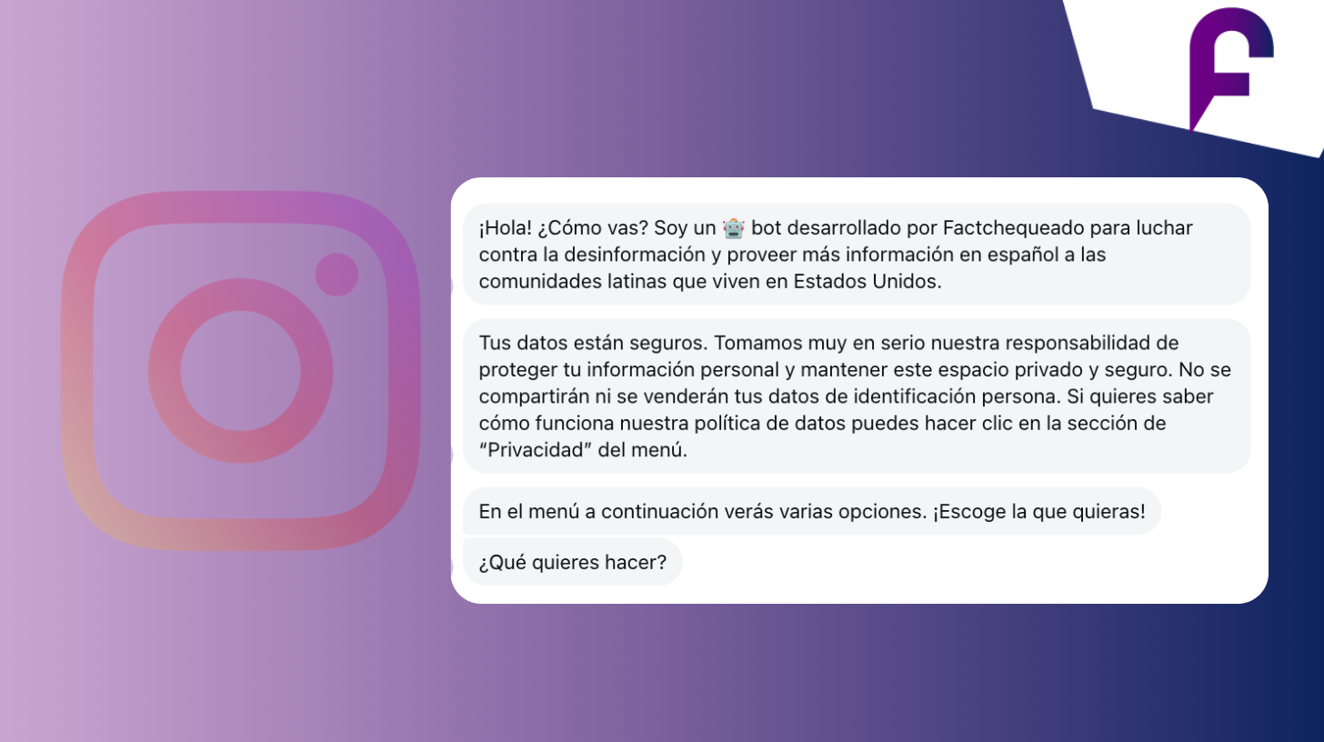 Factchequeado's chatbot is now on Instagram to answer questions from the community