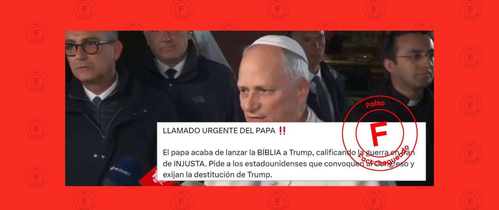No, en este video el papa León XIV no ha pedido a los estadounidenses que convoquen al Congreso de EE. UU. para exigir la destitución de Trump por la guerra en Irán