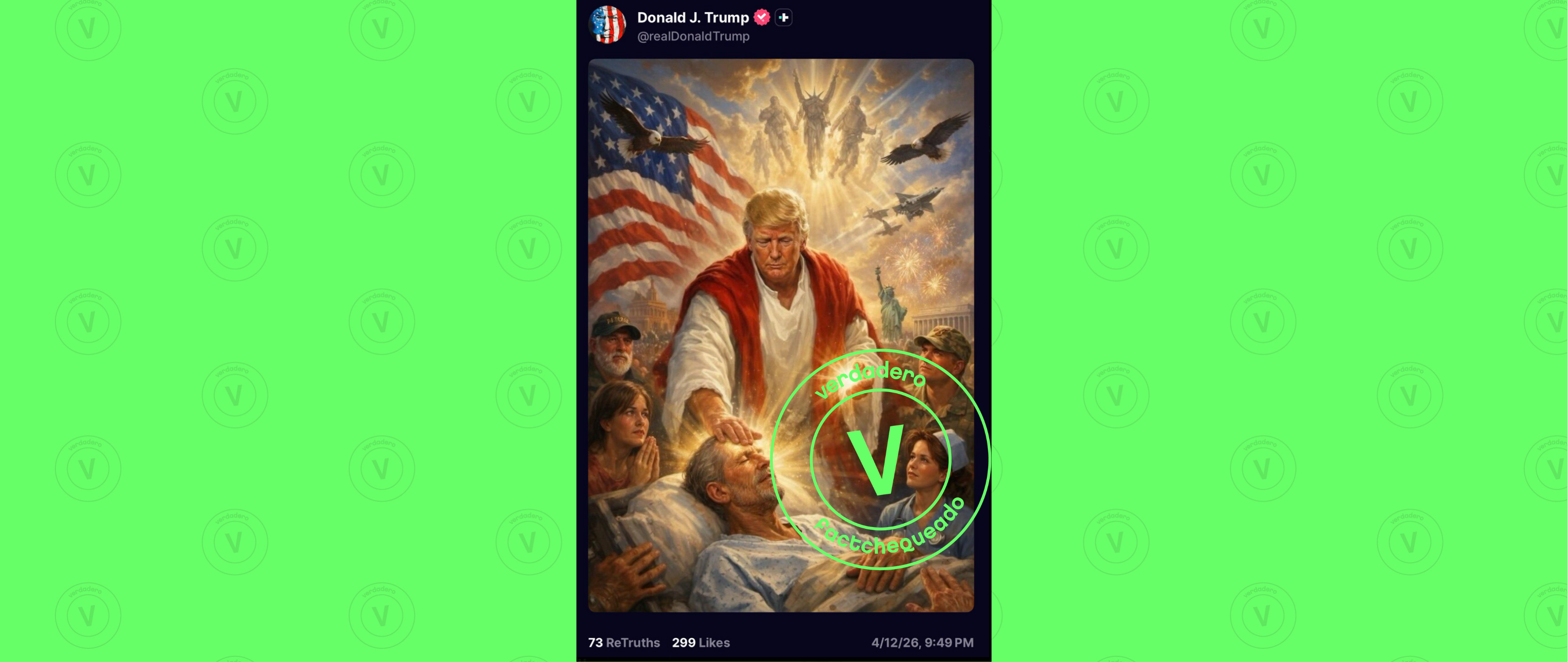 Sí, Trump publicó una imagen en la que se ve similar a la representación de Jesús (que luego eliminó)