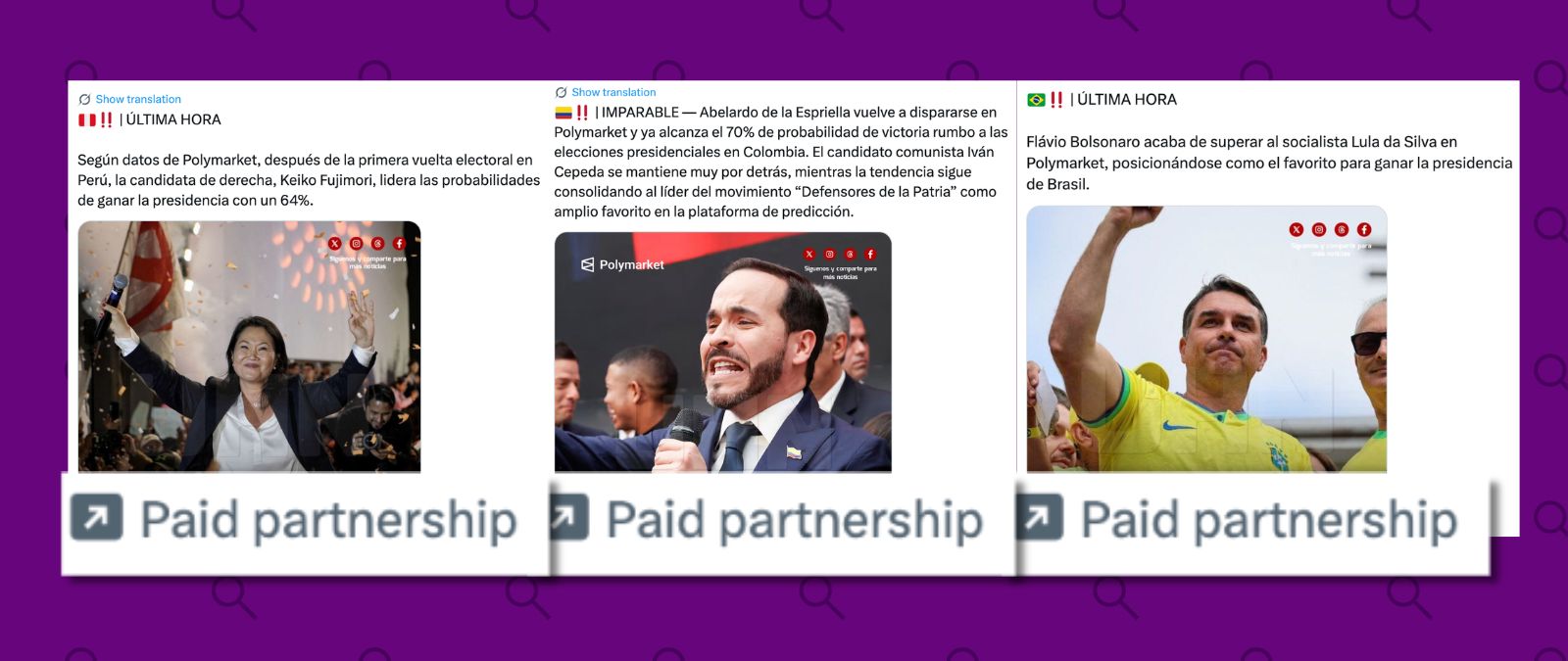 Polymarket, compañía asesorada por Trump Jr., invierte en publicaciones en X que divulgan narrativas a favor de políticos en América Latina
