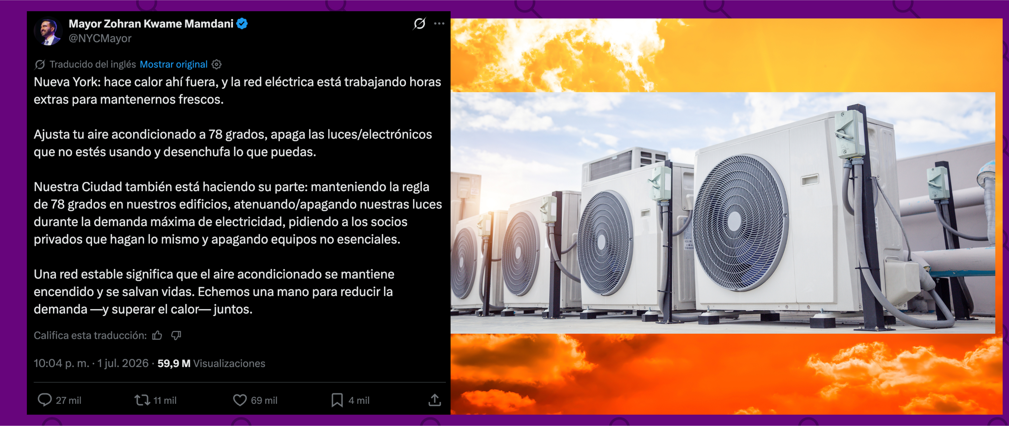 Mamdani pidió ajustar el aire a 78°F: la recomendación ya estaba en la web del Departamento de Energía antes de las críticas republicanas