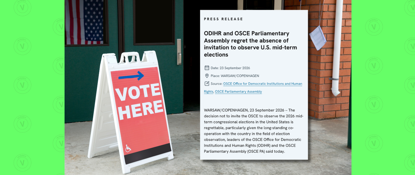Sí, la OSCE dijo que no fue invitada a observar las elecciones de medio término de 2026 en Estados Unidos