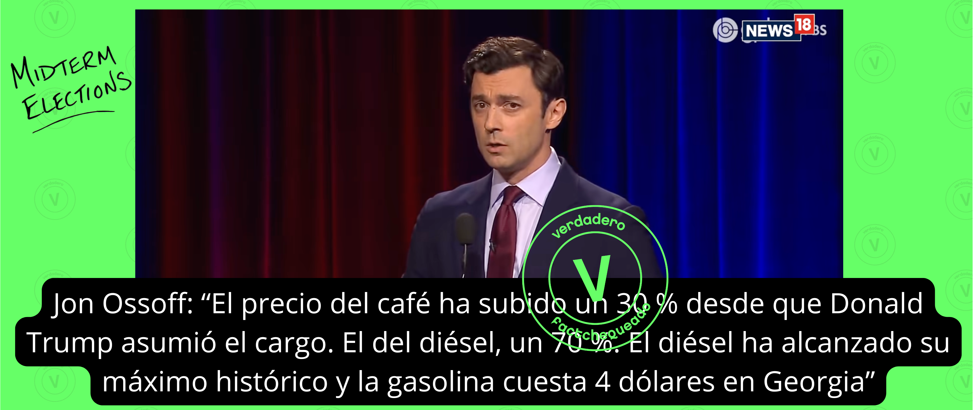 Sí, el precio del diésel subió un 70% y el del café, un 30% en EE.UU. desde que Trump regresó a la Casa Blanca, como dice Jon Ossoff